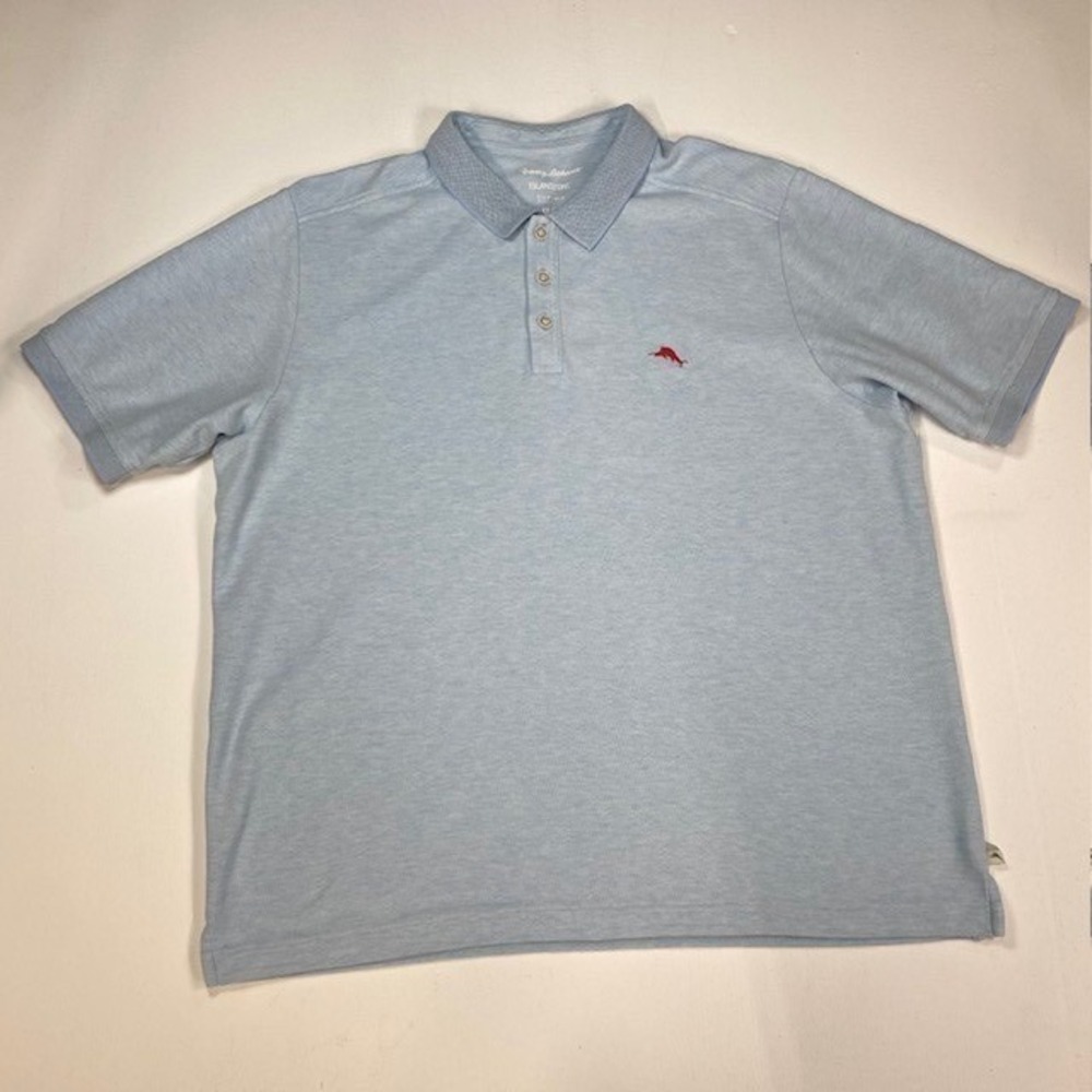 Tommy Bahama IslandZone Supima Cotton Polo Shirt Mens‎ XL Light Blue Heathered